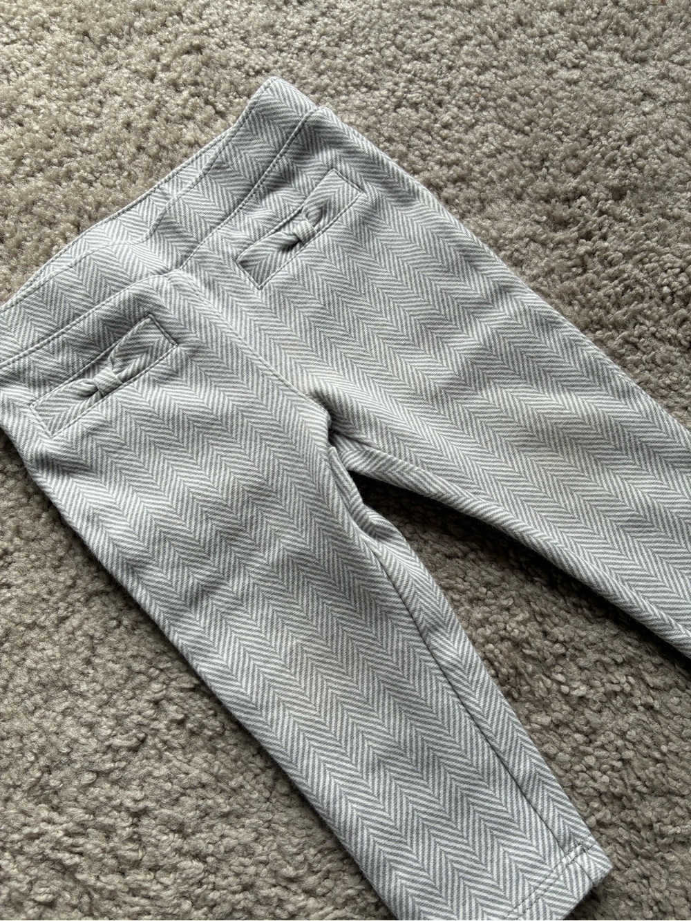 Janie and Jack Light Gray Herringbone Knit Pants with Pink Label